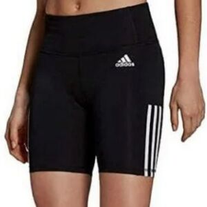 Adidas High waist Primegreen Aeroready Black Shorts with 3 White Stripes